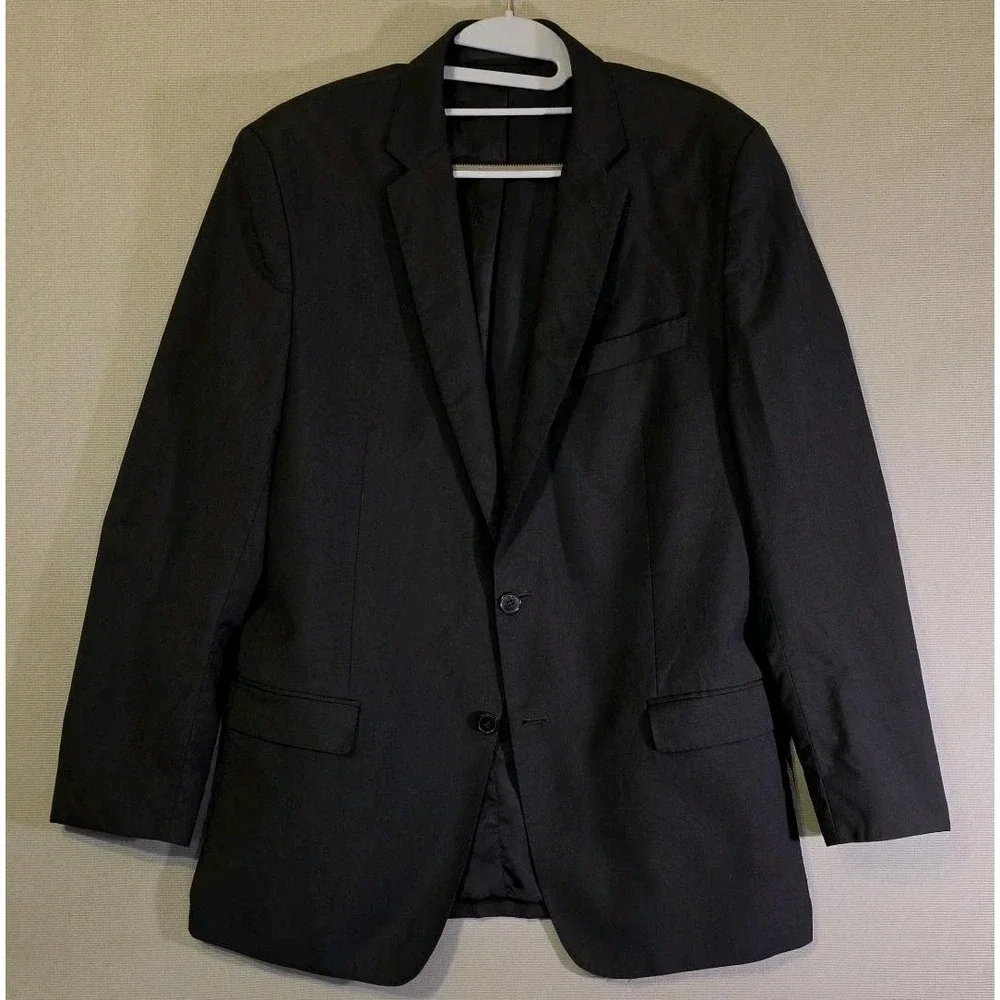 Versace Collection Mens Luxury Blazer IT 56 Black Wool Silk 2 Button Sport Coat